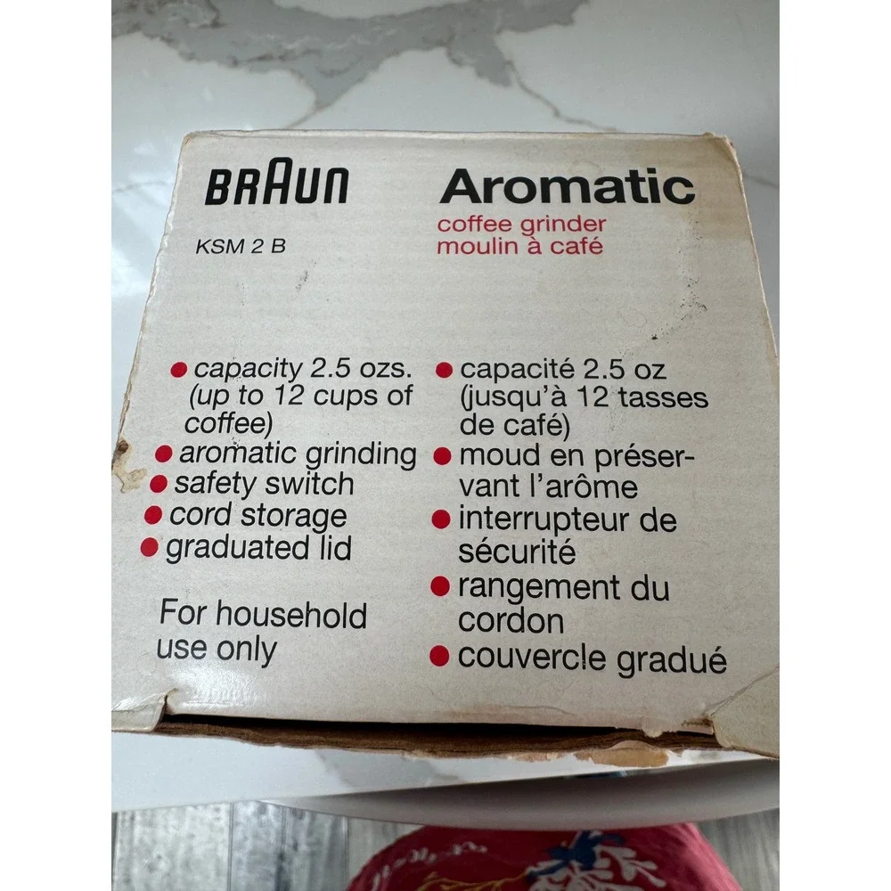 Vintage Braun Aromatic Coffee Grinder KSM2 Type 4041 Black Electric Blade Mill